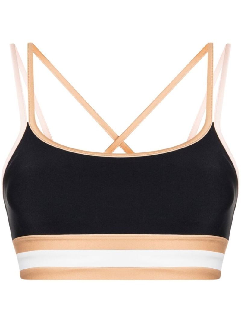 Black Tempo Striped Trim Sports Bra