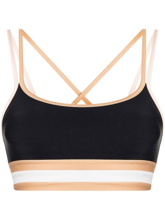 Black Tempo Striped Trim Sports Bra