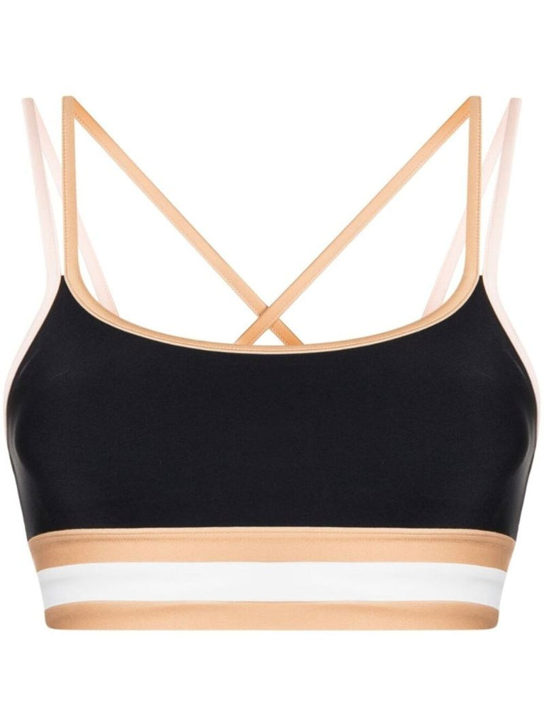 Black Tempo Striped Trim Sports Bra