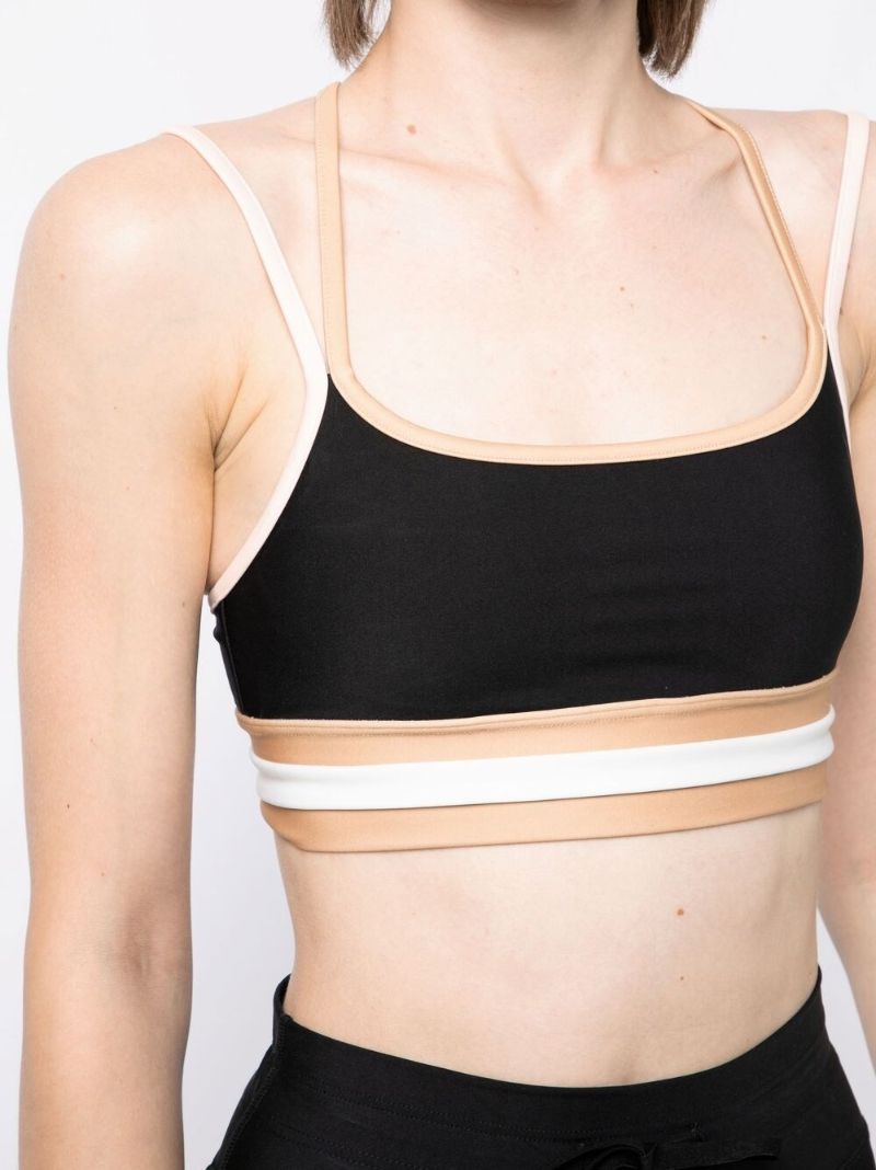 Black Tempo Striped Trim Sports Bra