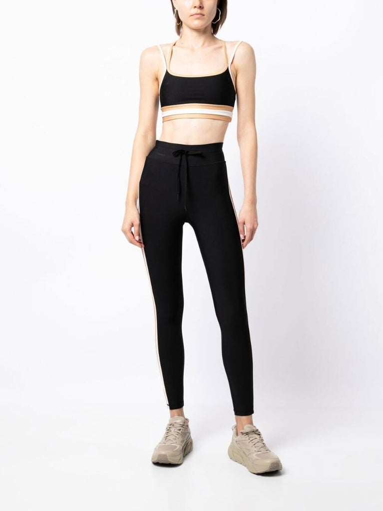 Black Tempo Striped Trim Sports Bra