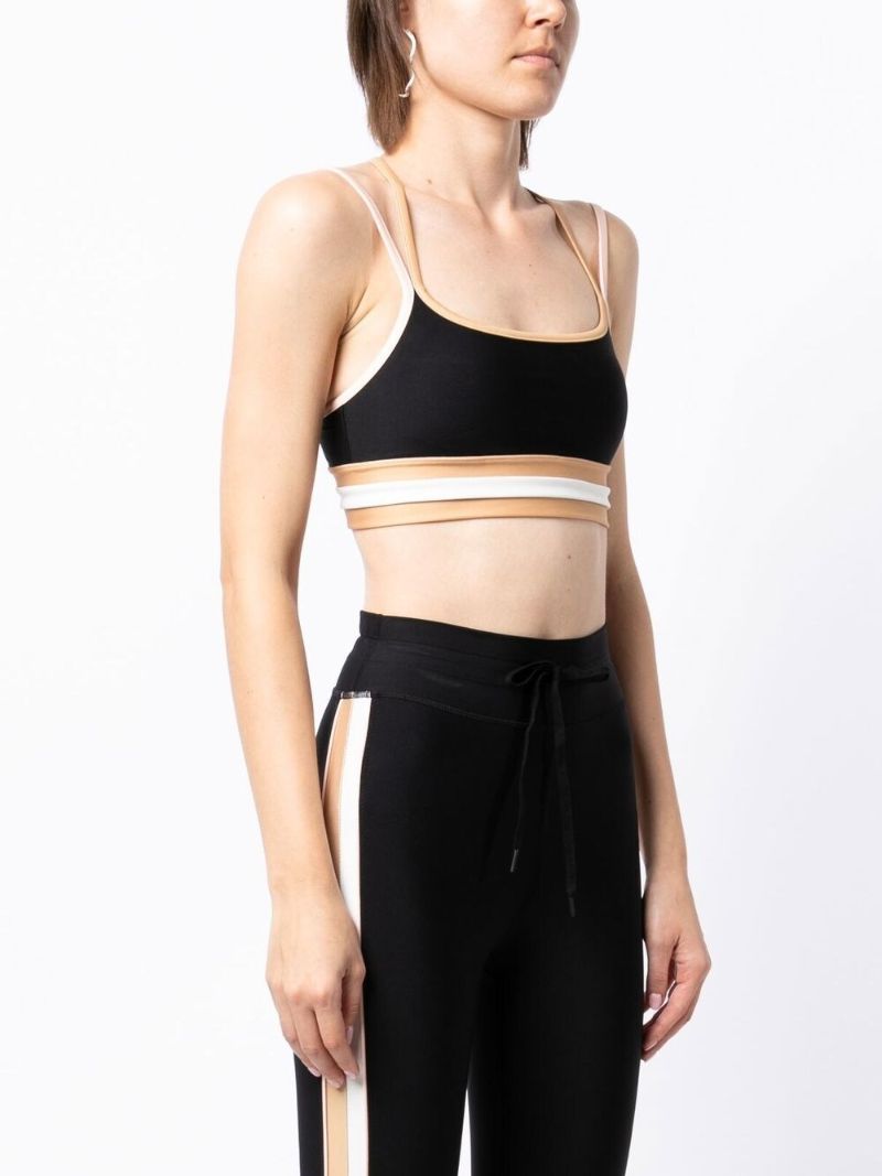 Black Tempo Striped Trim Sports Bra