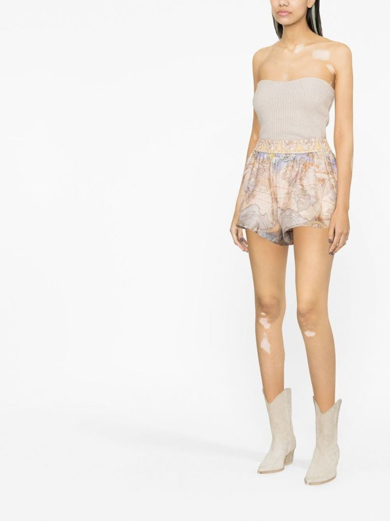 Neutral High Tide Printed Shorts