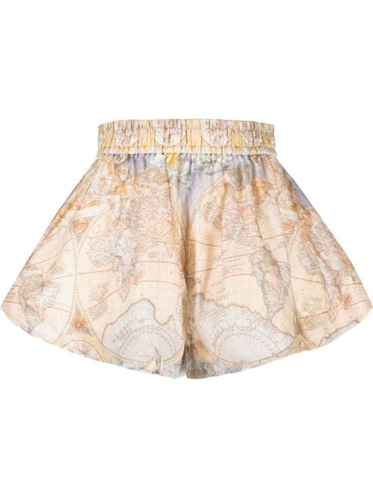 Neutral High Tide Printed Shorts