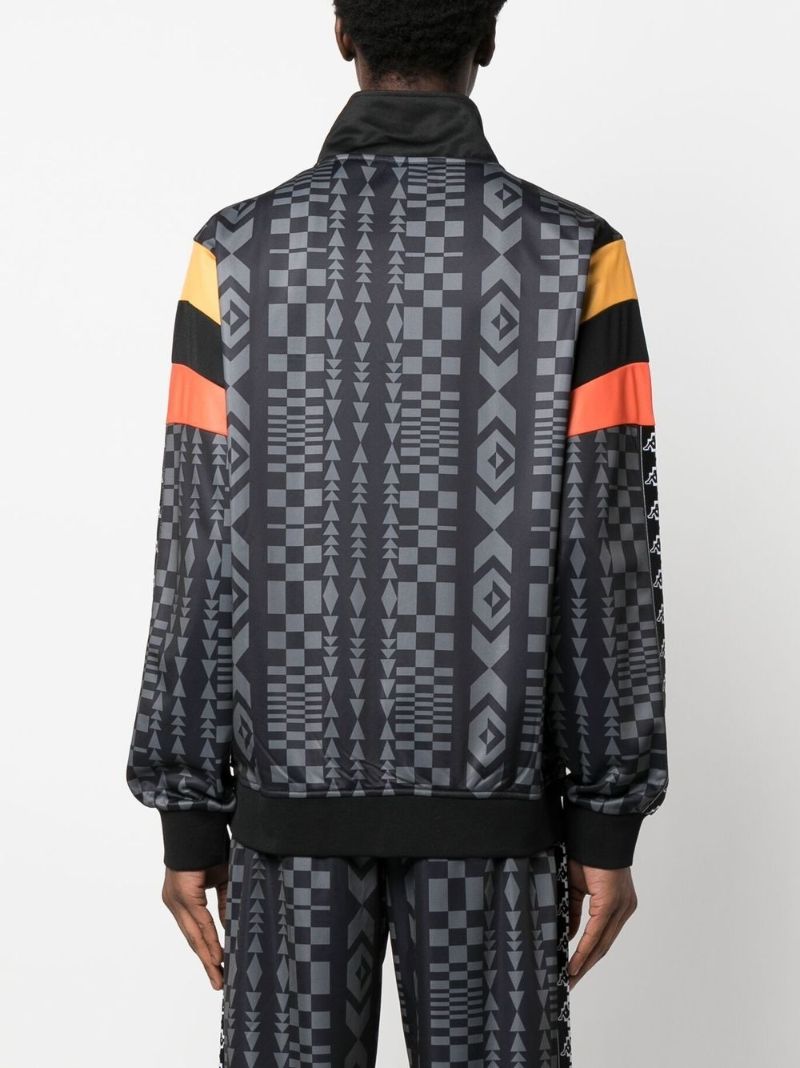 Multicolour Geometric Pattern Zip-up Lightweight Jacket