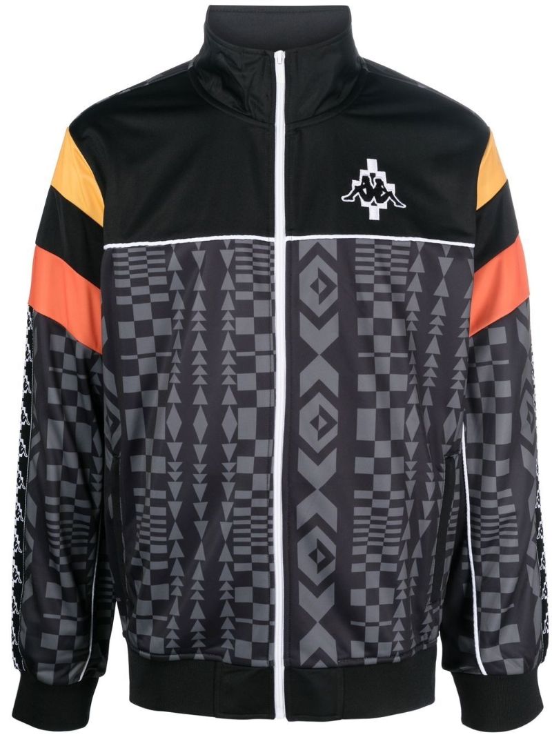 Multicolour Geometric Pattern Zip-up Lightweight Jacket