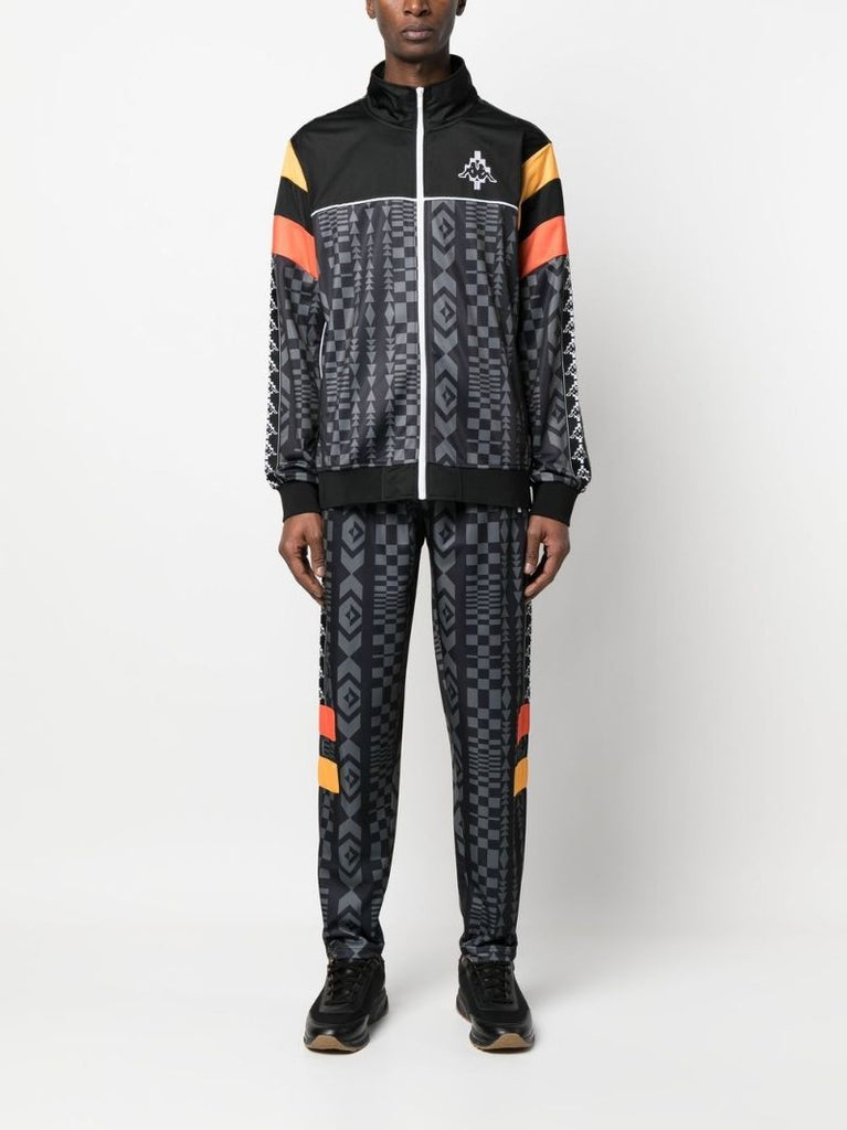 Multicolour Geometric Pattern Zip-up Lightweight Jacket