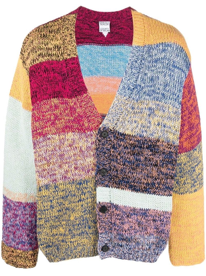 Multicolour Colourblock Cotton Cardigan