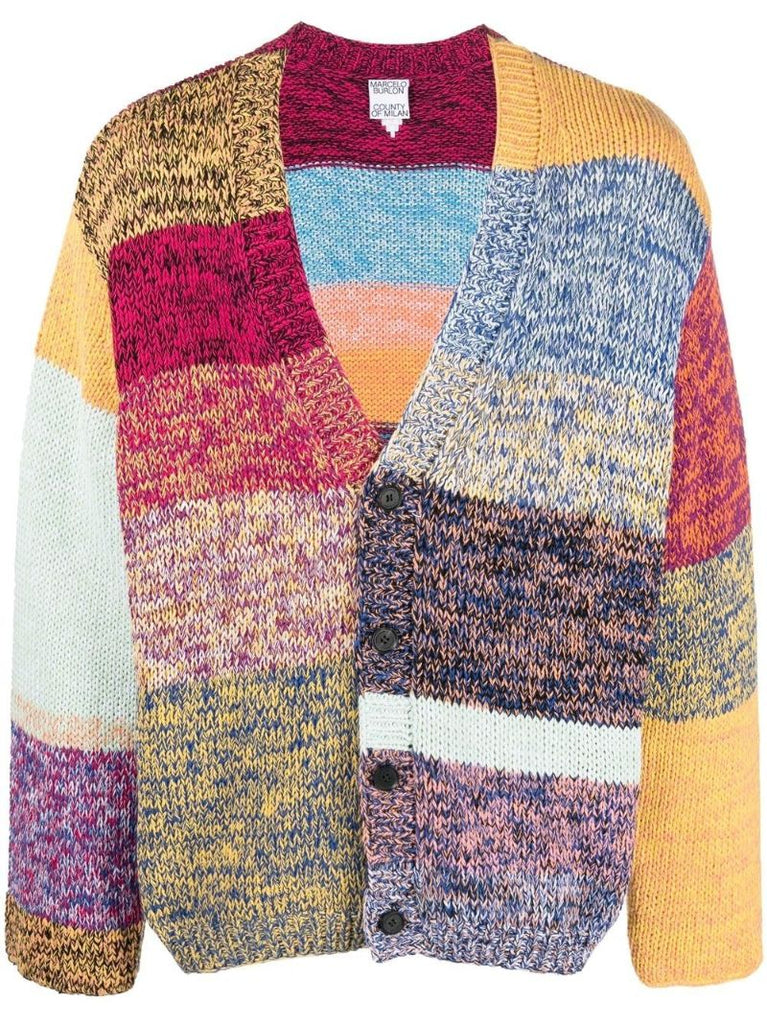 Multicolour Colourblock Cotton Cardigan