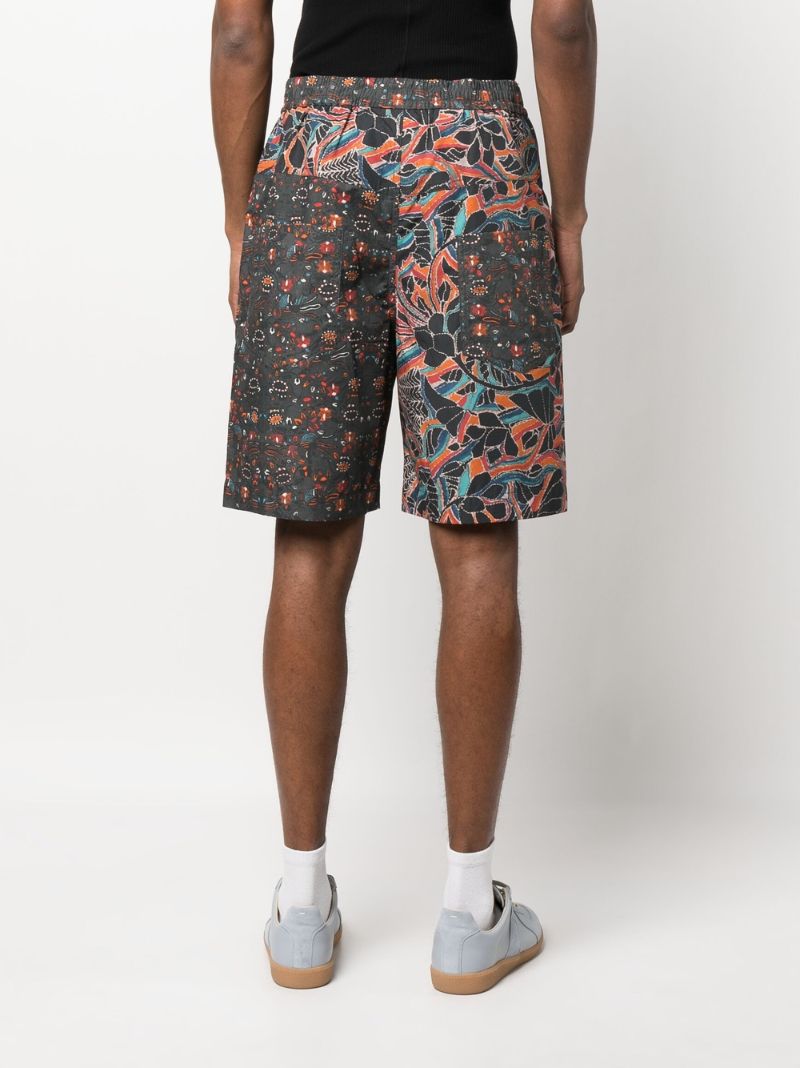 Black Floral Print Cotton Shorts