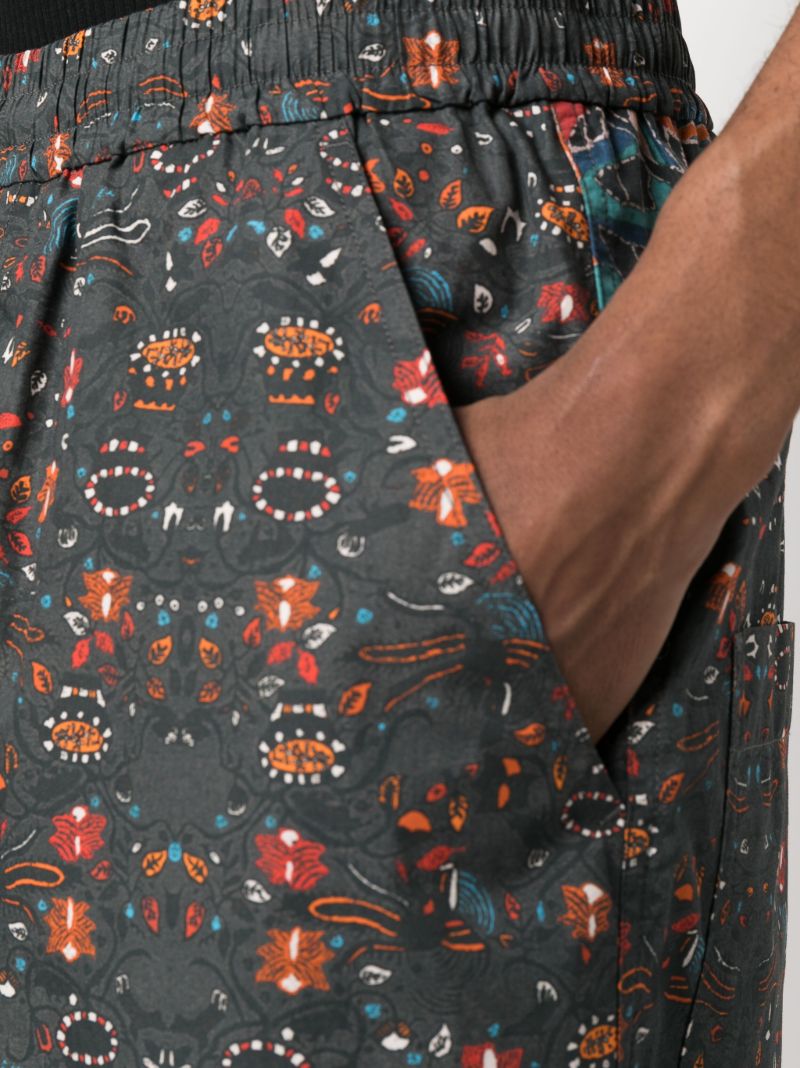 Black Floral Print Cotton Shorts