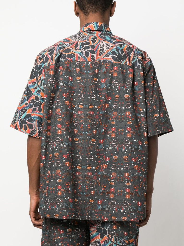 Black Floral Print Cotton Shirt