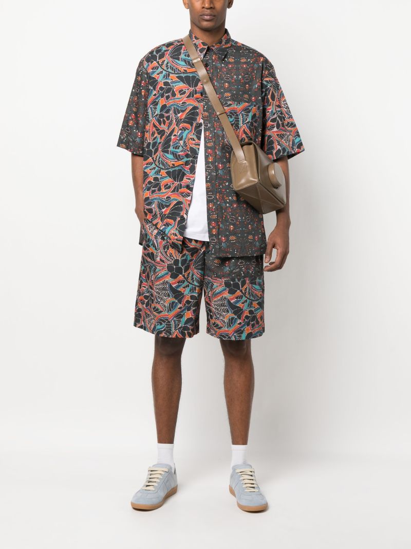 Black Floral Print Cotton Shirt
