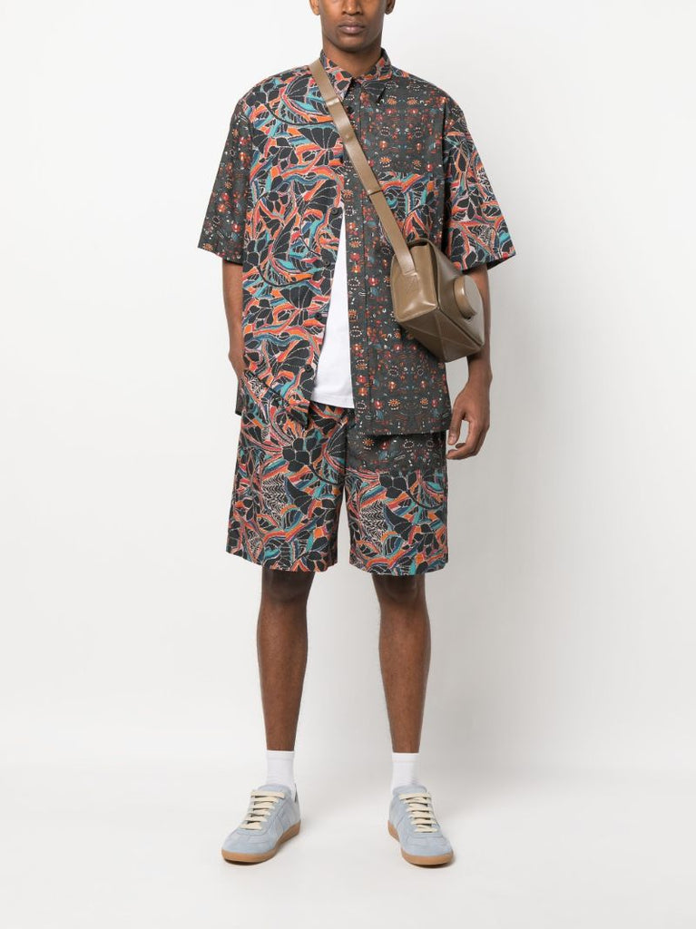 Black Floral Print Cotton Shirt