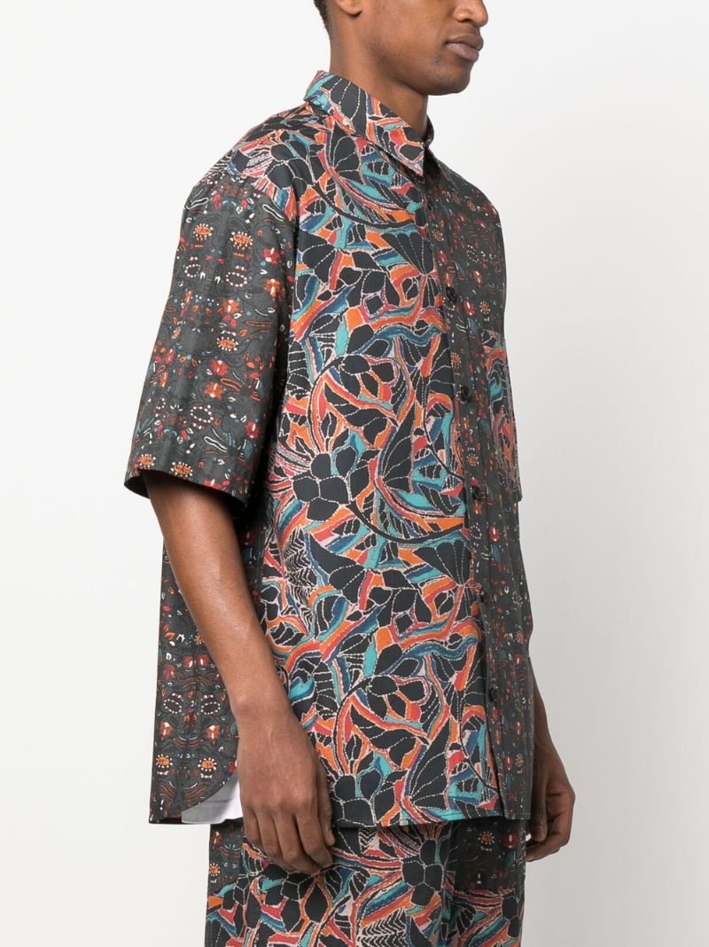 Black Floral Print Cotton Shirt