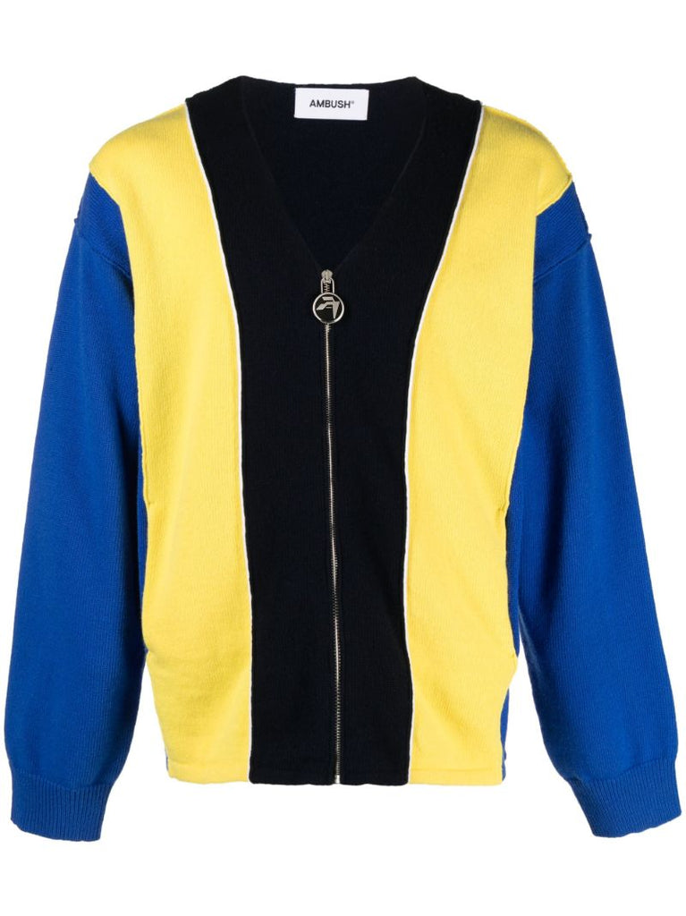 Blue Colourblock Zip-up Sweater