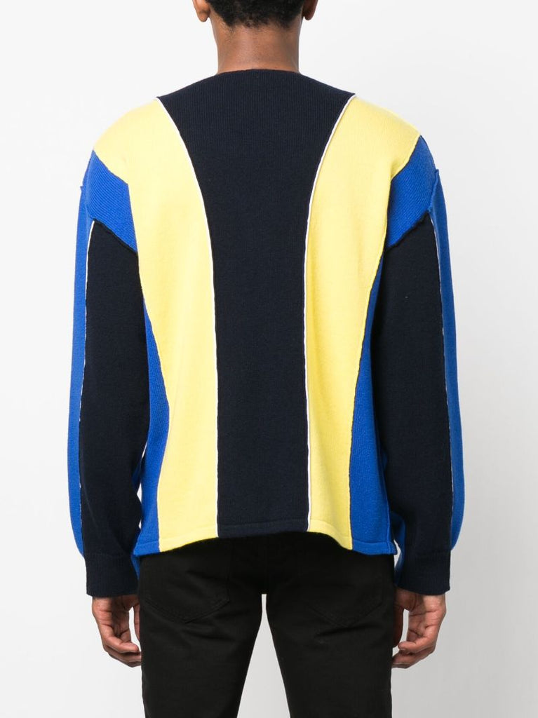 Blue Colourblock Zip-up Sweater
