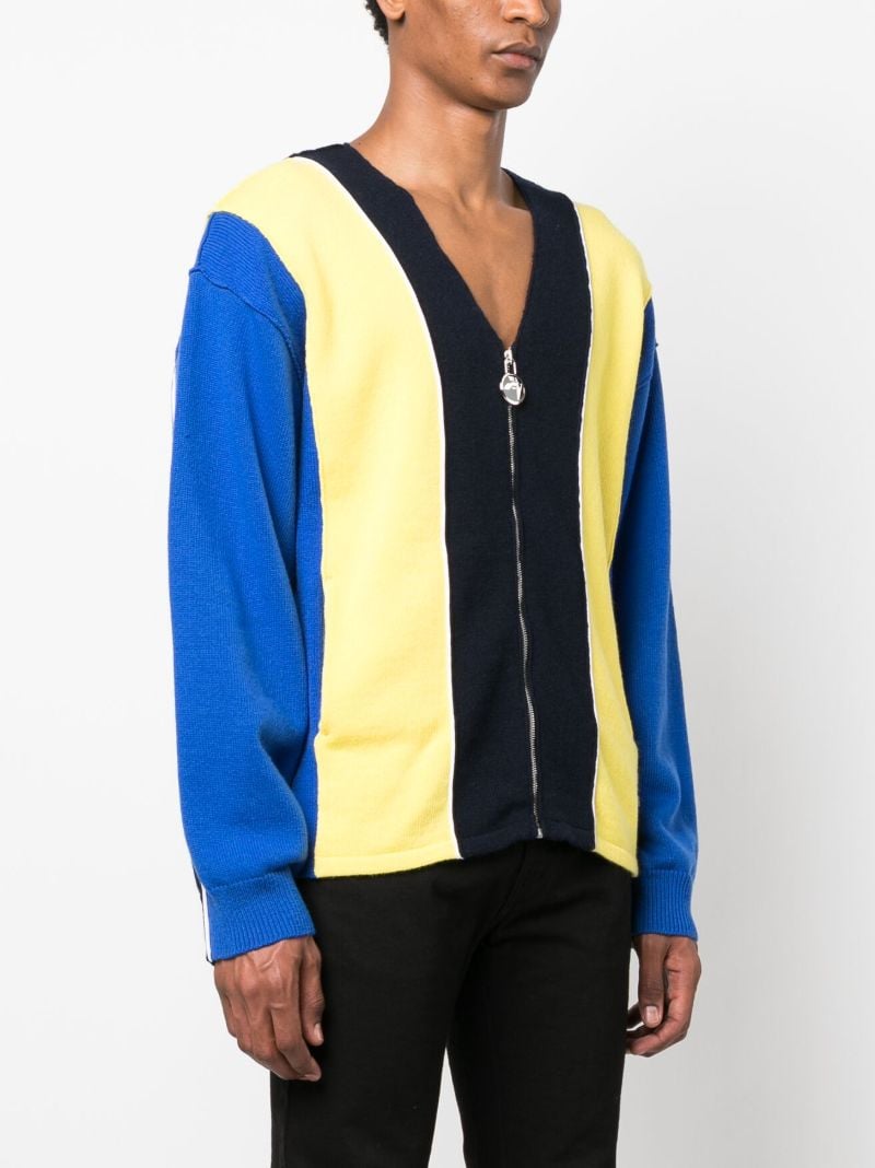 Blue Colourblock Zip-up Sweater