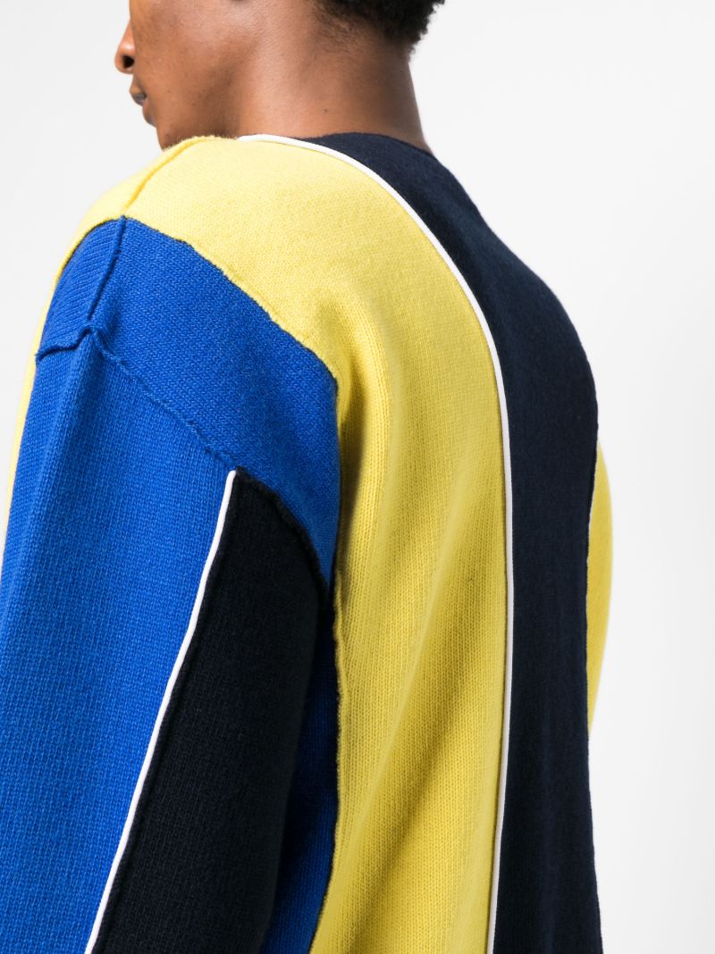 Blue Colourblock Zip-up Sweater