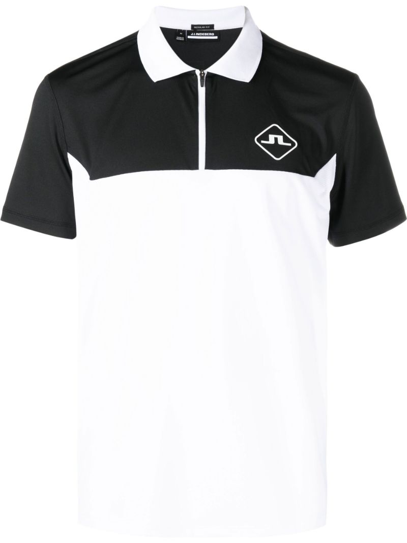White Logo Print Polo Shirt
