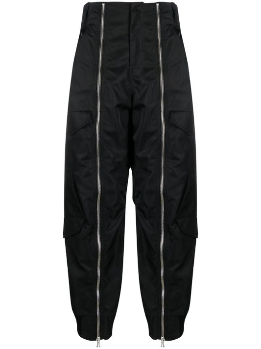 Black Zip-up Tapered Trousers