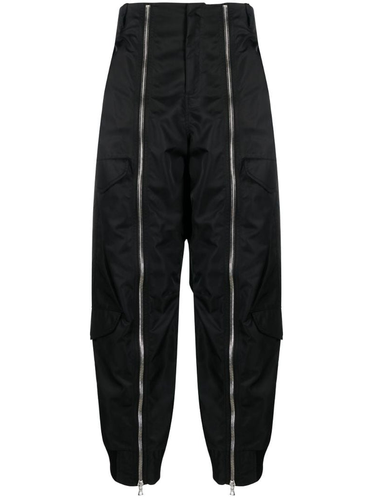 Black Zip-up Tapered Trousers