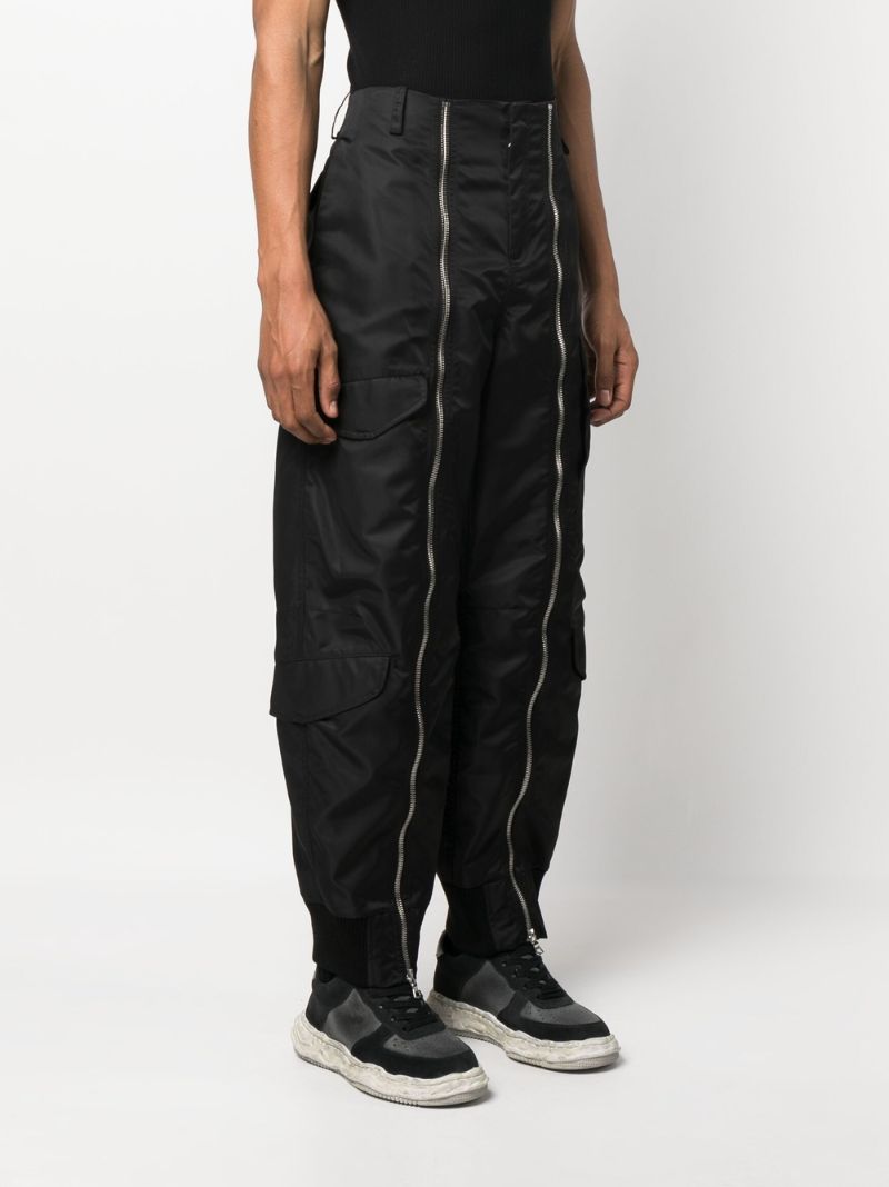 Black Zip-up Tapered Trousers