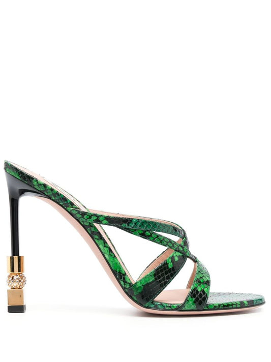 Green Carolyn Snakeskin-effect 105 Leather Mules