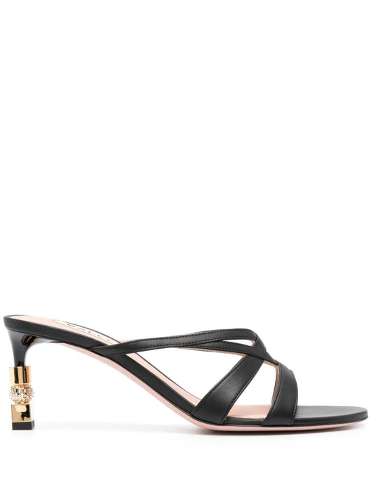 Black Carolyn 65 Snakeskin-effect Leather Mules