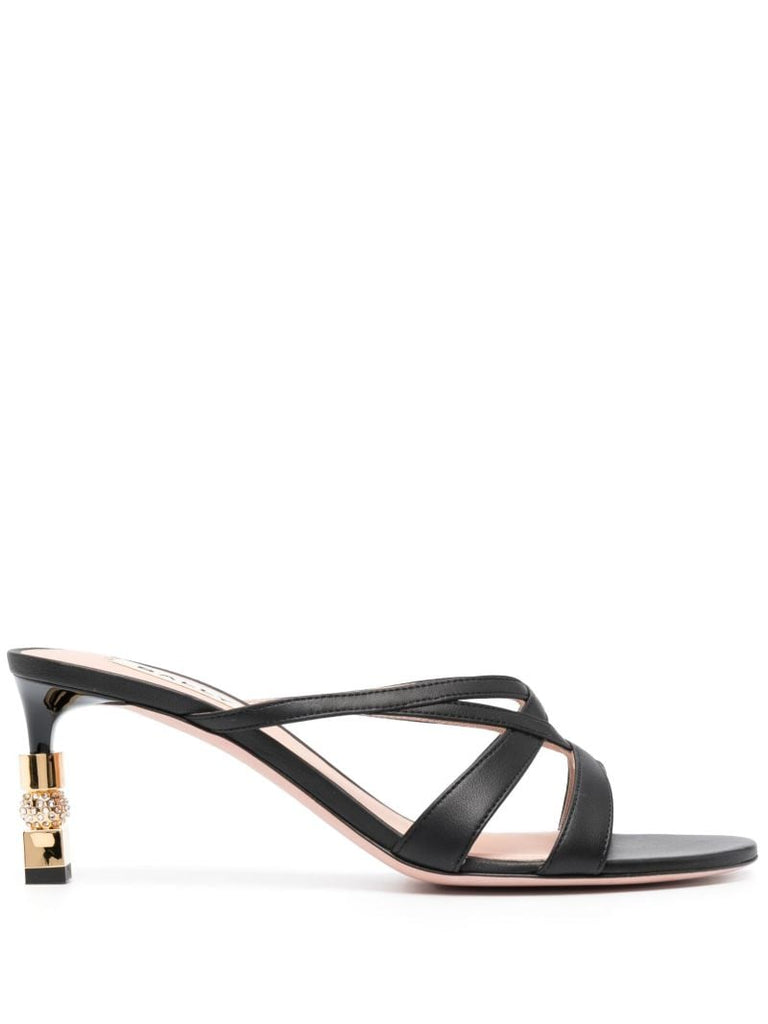 Black Carolyn 65 Snakeskin-effect Leather Mules