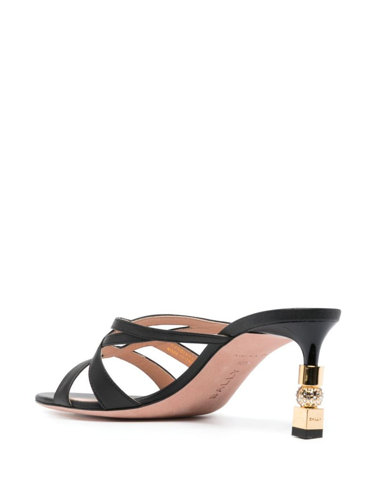 Black Carolyn 65 Snakeskin-effect Leather Mules