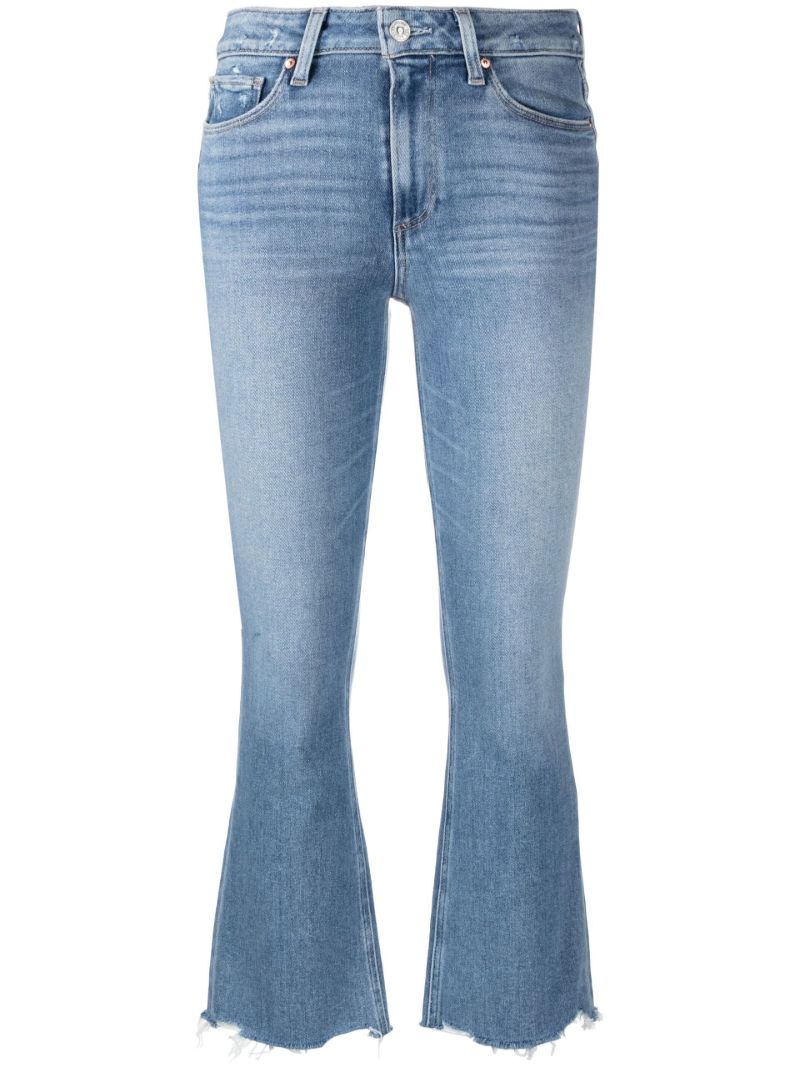 Blue Cropped Flared Jeans