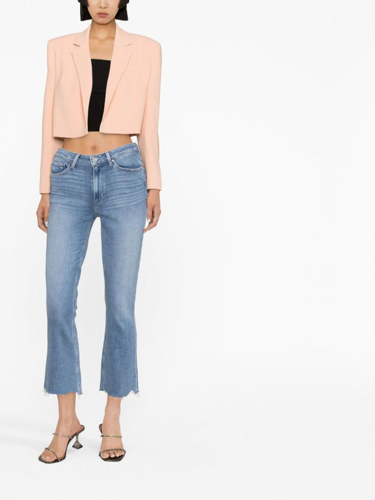 Blue Cropped Flared Jeans