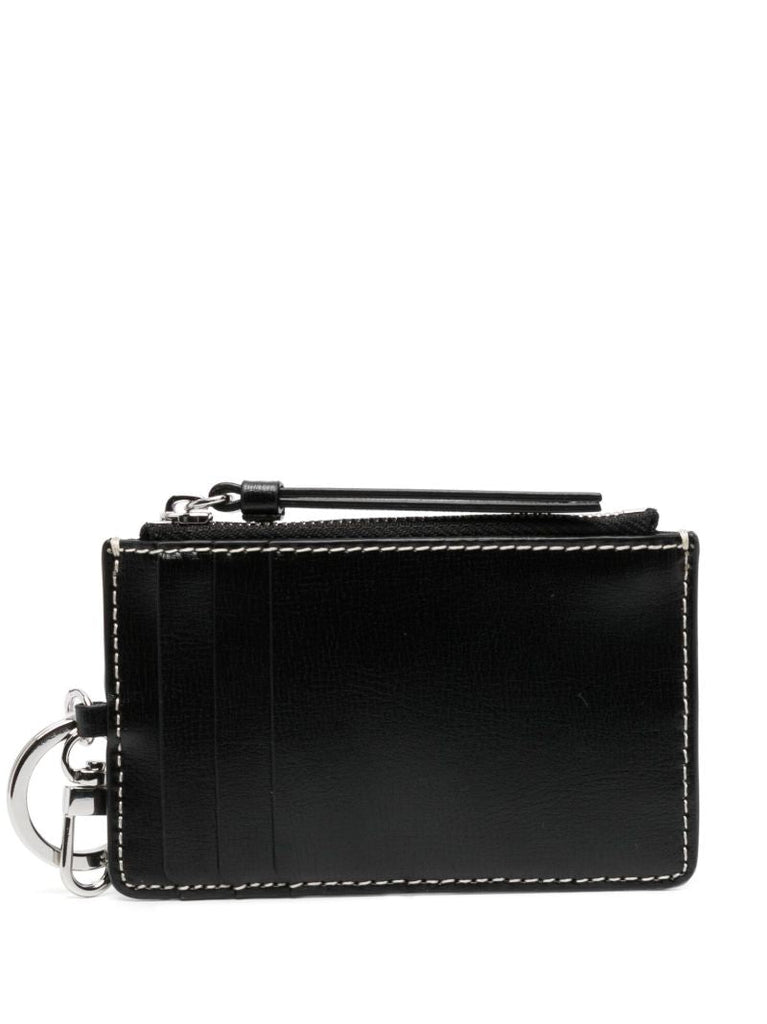 Black Logo Embossed Zip Cardholder