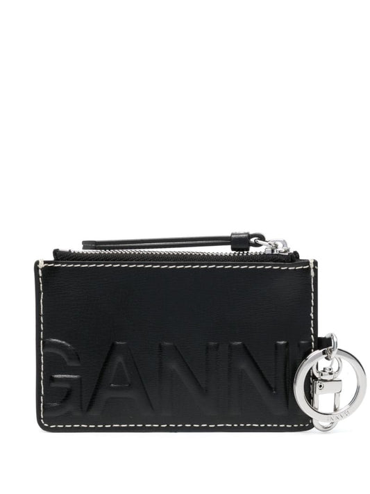 Black Logo Embossed Zip Cardholder