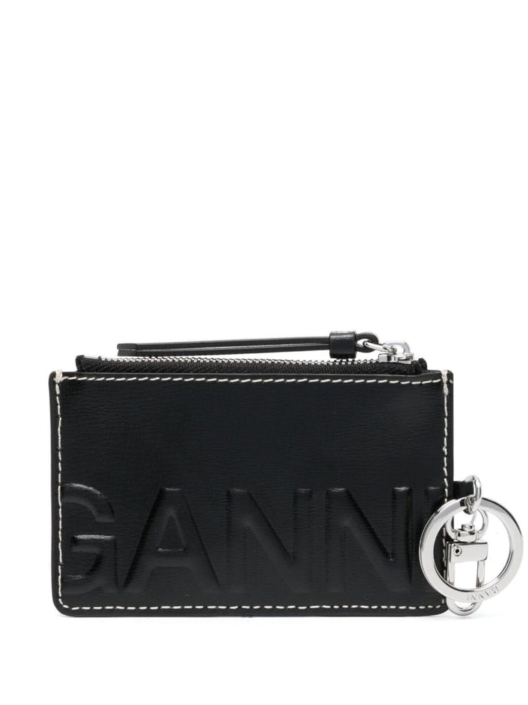 Black Logo Embossed Zip Cardholder