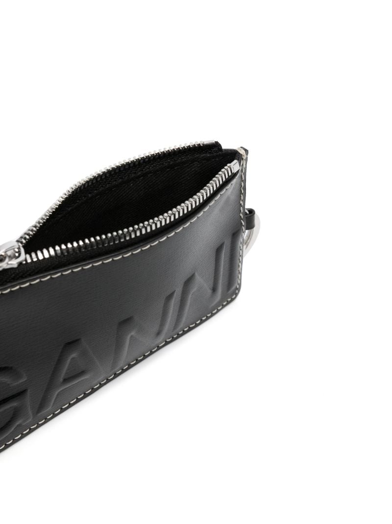 Black Logo Embossed Zip Cardholder
