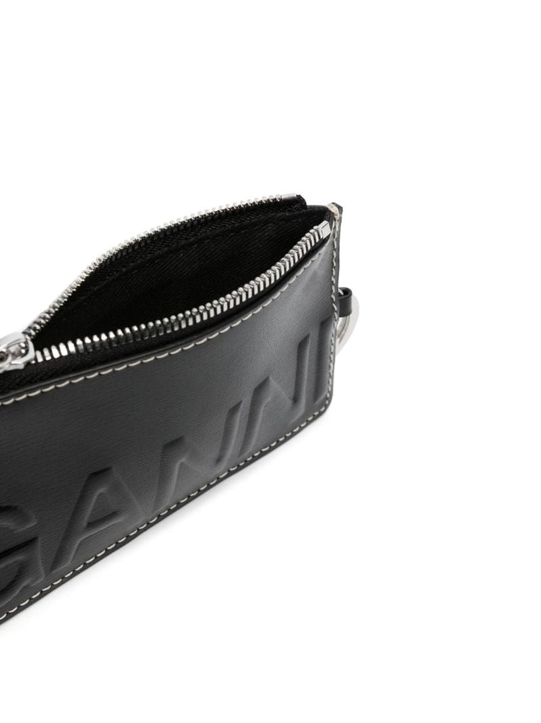 Black Logo Embossed Zip Cardholder