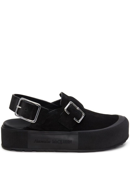 Black Mount Slick Suede Sandals