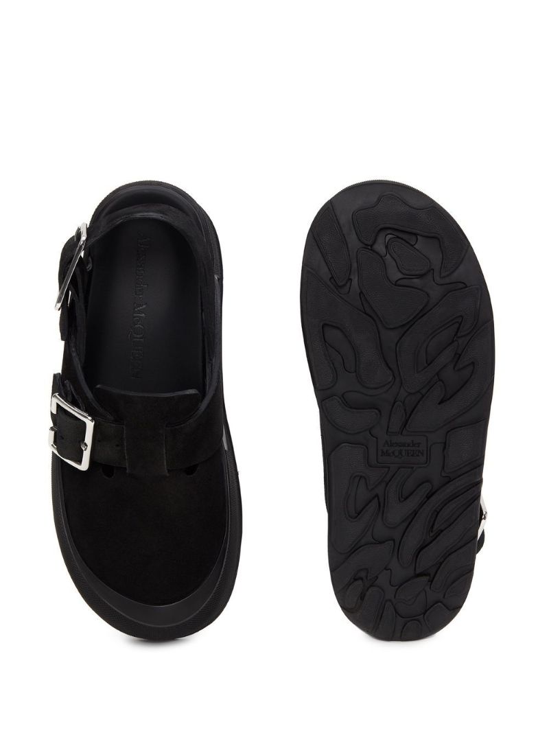 Black Mount Slick Suede Sandals