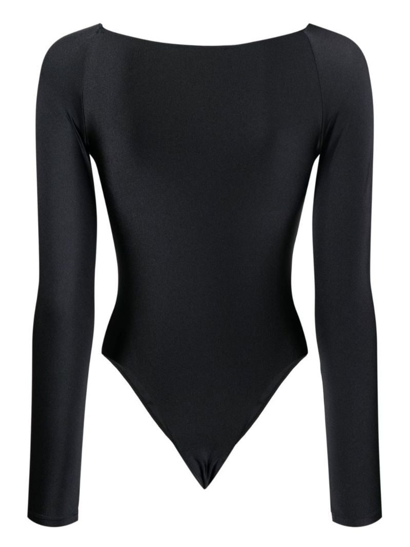 Black Twist-detail Long-sleeve Bodysuit