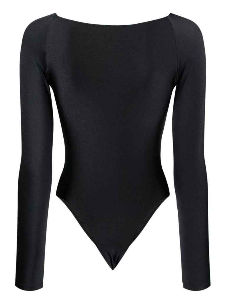 Black Twist-detail Long-sleeve Bodysuit