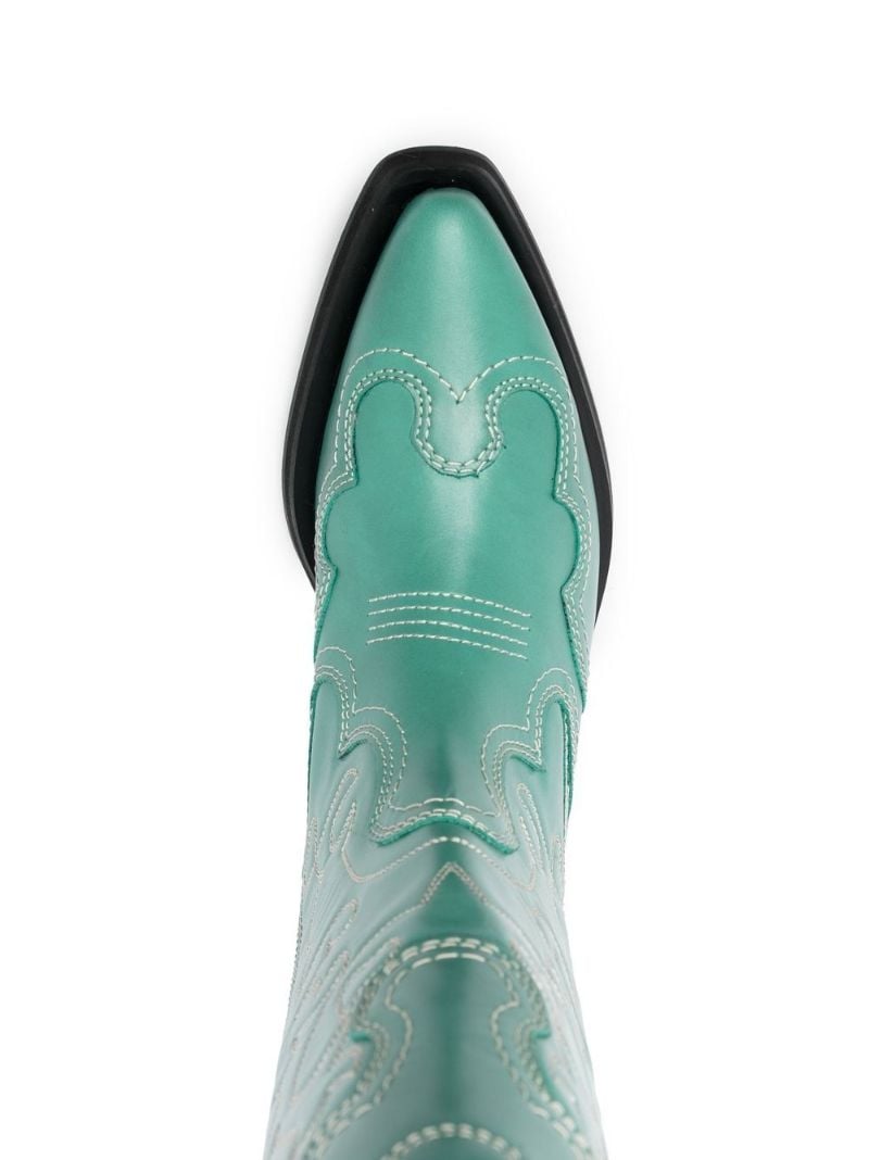 Green Embroidered Western Boots