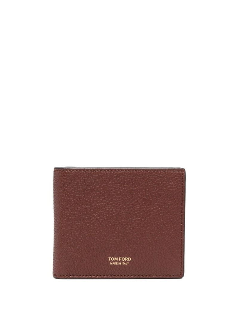 Brown Logo Stamp Leather Bifold Wallet