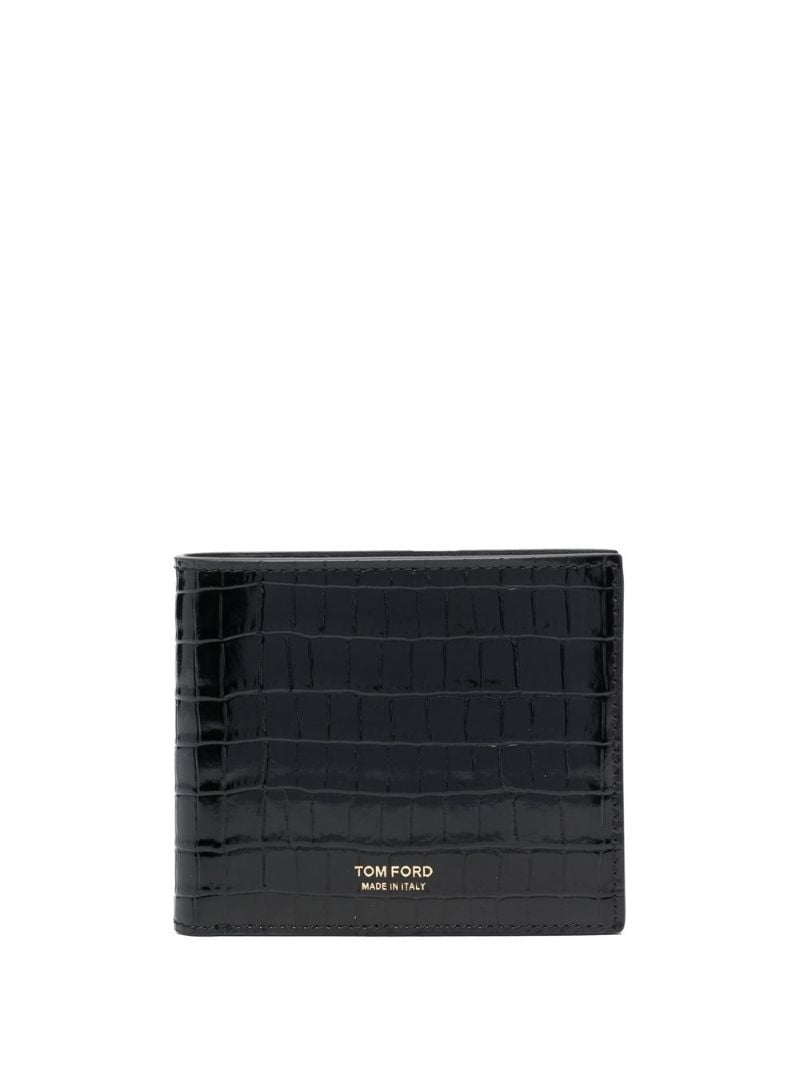 Black Crocodile-effect Bi-fold Wallet