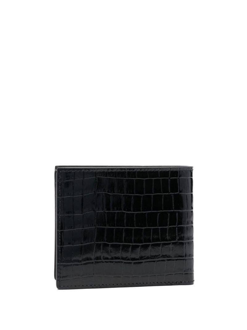 Black Crocodile-effect Bi-fold Wallet