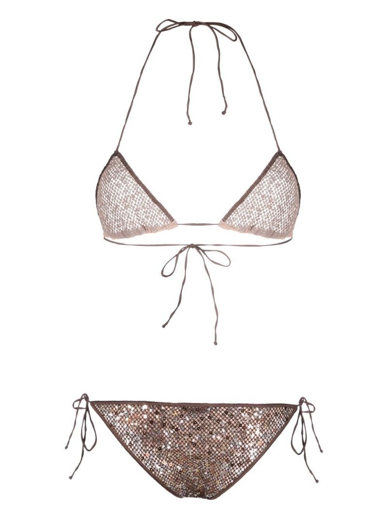 Brown Sequin Halterneck Bikini