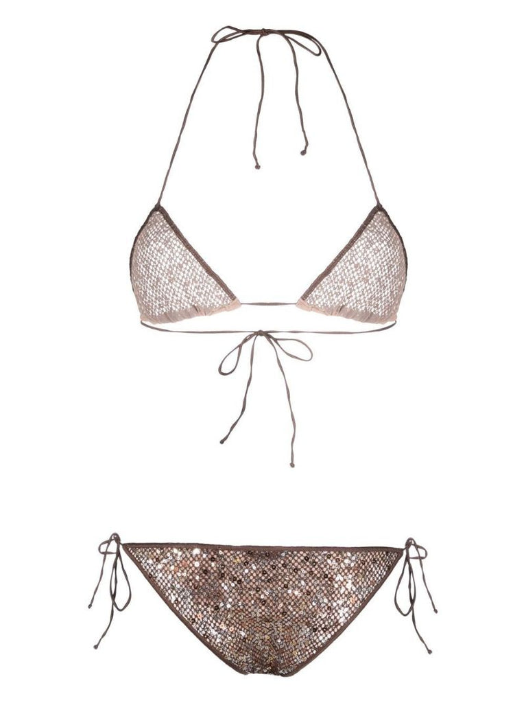 Brown Sequin Halterneck Bikini
