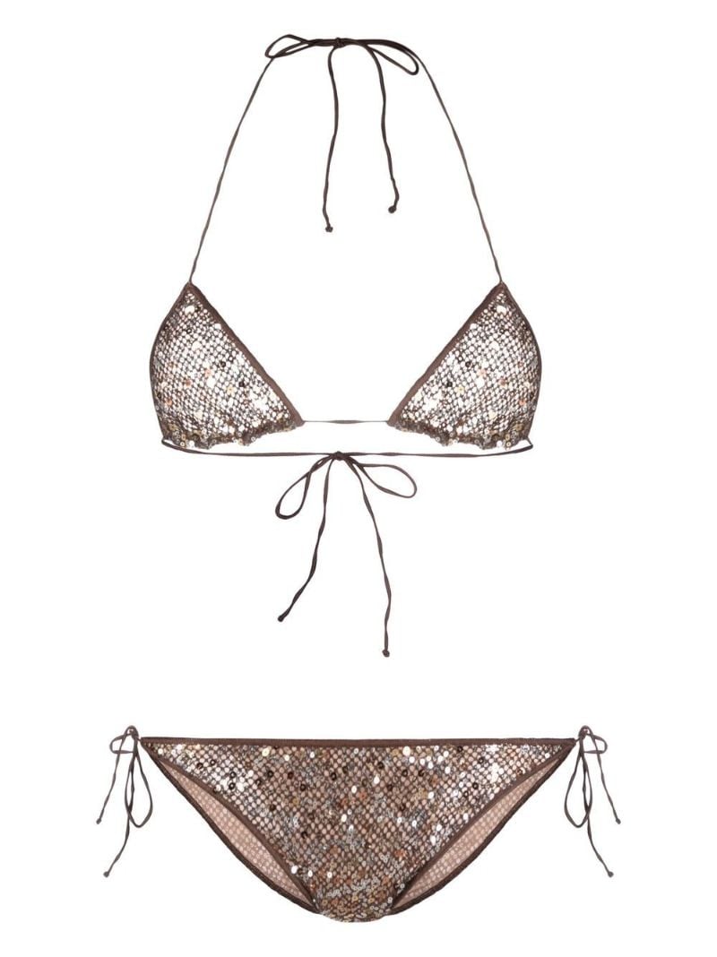 Brown Sequin Halterneck Bikini