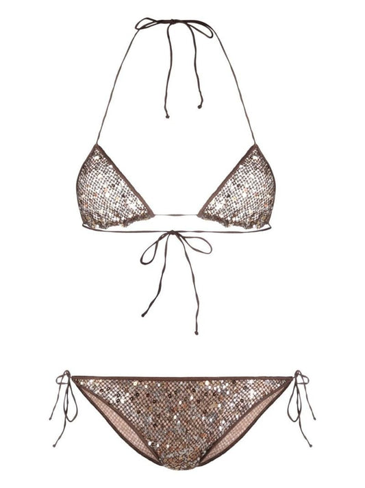 Brown Sequin Halterneck Bikini